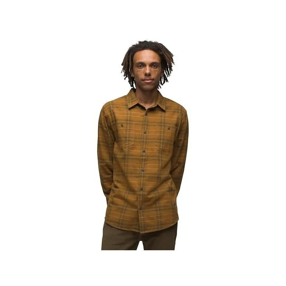Prana Dolberg Plaid Flannel Shirt Standard Fit (Antique Bronze) size small - Picture 4 of 7
